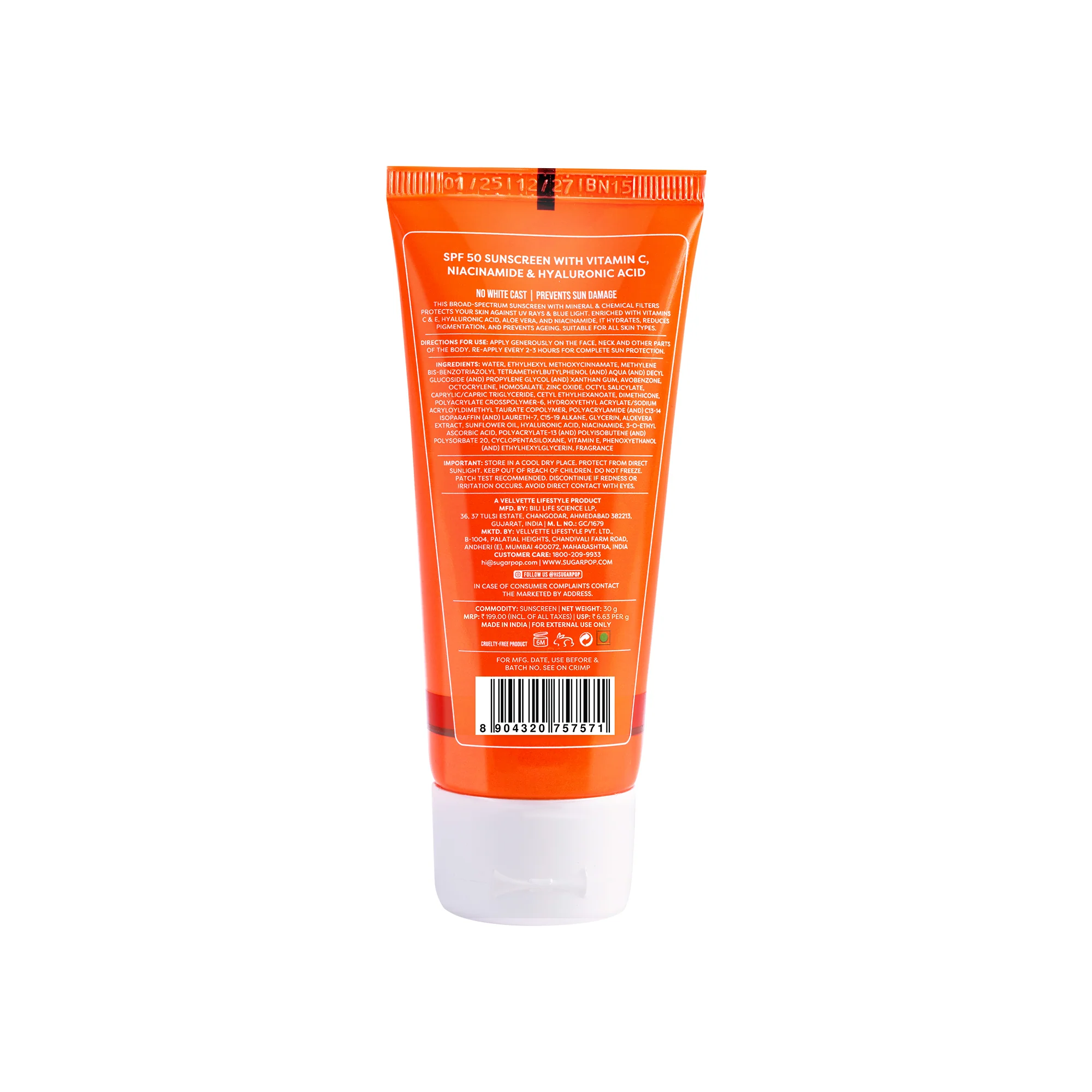 SUGAR POP SPF 50 Sunscreen With Vitamin C, Niacinamide & Hyaluronic Acid - Image 3